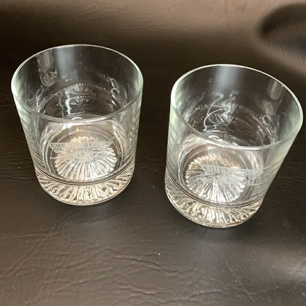 Chivas Regal Rocks Glass 12 Etching 10 Oz Each Scotch Whisky Bar Cocktail Set 2